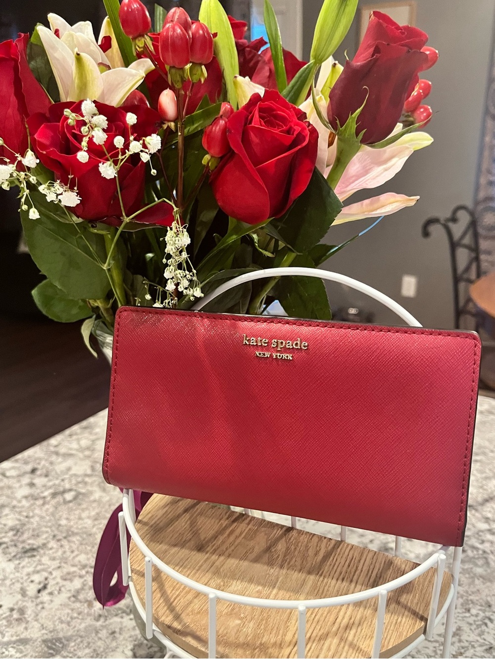 Kate Spade Red Leather Snap Long Wallet